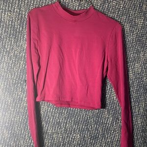 H&M Long Sleeve Crop Top | Maroon | Size M